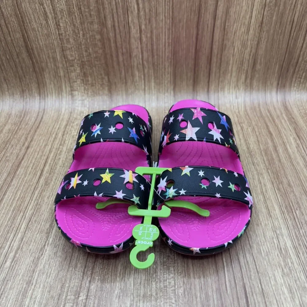 Crocs Classic Star Print Sandal Kids Multicolor Size Junior 5 Slides‎ #979